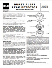 Burst Alert Leak Detector Installation Instructions