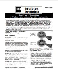 B & D Rupture Disks® & FA-7R, Bolted, Union and Screw Type Safety Head Assemblies Installation Instructions