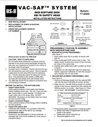 Vac-Saf™ System DKB Rupture Disk (Bursting Disc) and KB-7R Safety Head Installation Instructions