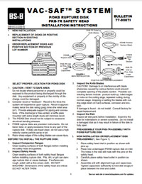 Vac-Saf™ System P/DKB Rupture Disk (Bursting Disc) and PKB-7R Safety Head Installation Instructions